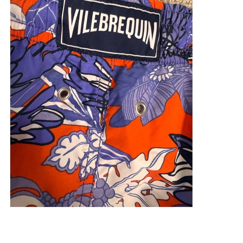Vilebrequin Moorea Swim Trunks Mens 5XL Orange Purple Tropical‎ Bird 8
